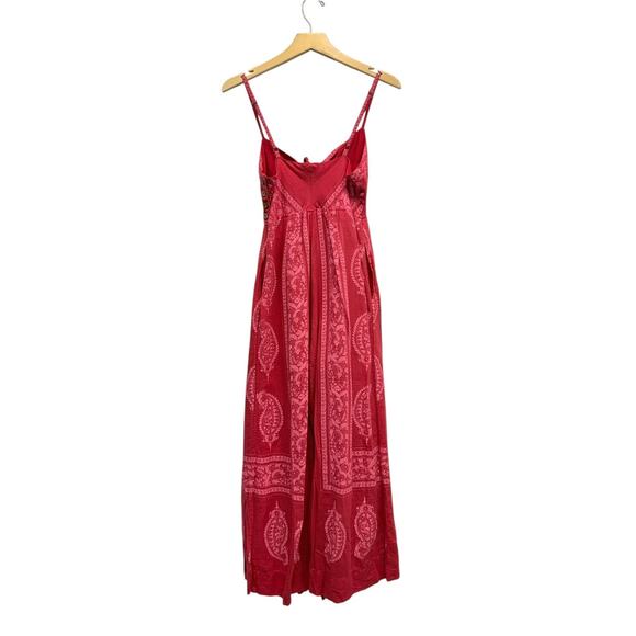 Free People Feel The Sun Cut-Out Boho Jumpsuit in Red size 2 - Picture 3 of 7